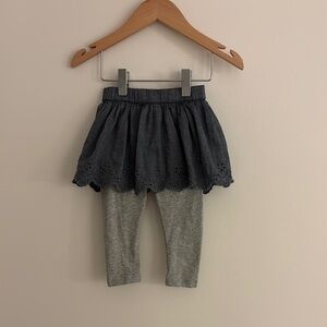 GAP Gray and Blue Leggings with Skirt Overlay